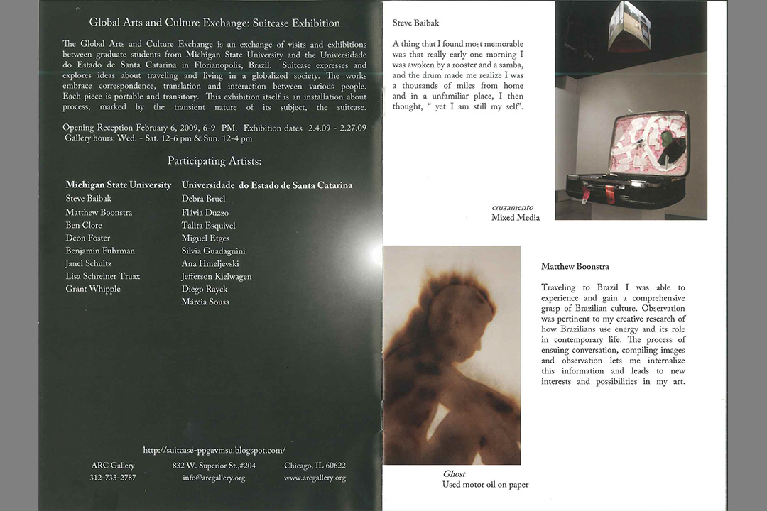 Double page layout from Suitcases booklet